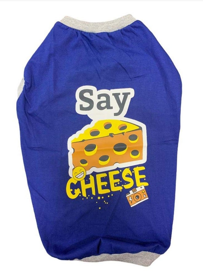 CHOOSTIX Summer Dog T-Shirt, Say Cheese, Royal Blue, 14", 150g - Image 1